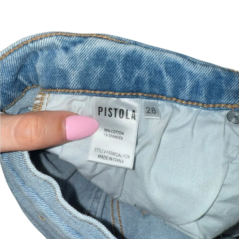 PISTOLA High Rise Medium Blue Distressed Ripped Straight Leg Women’s Jeans 28 - Picture 10 of 11